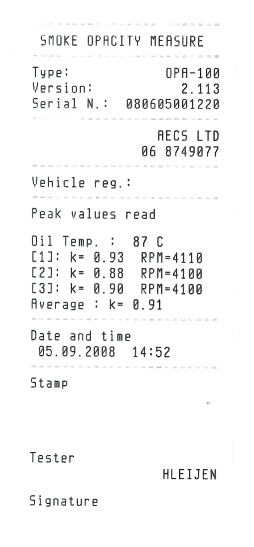 BrainBee Diesel Emission test